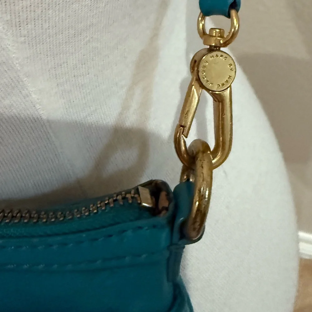 MARC JACOBS New York Turquoise Blue Leather Crossbody Bag EUC 9.5x6.5 - Picture 4 of 7